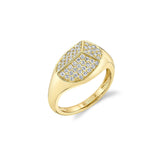 MICHAEL M Fashion Rings 14K Yellow Gold / 4 Carve Signet Ring with Pavé F465