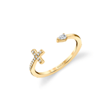 MICHAEL M Fashion Rings 14K Yellow Gold / 4 Cross and Teardrop Diamond Ring F322-YG4