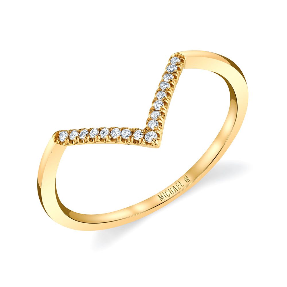 MICHAEL M Fashion Rings 14K Yellow Gold / 4 Diamond V Ring F283-YG4