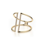 MICHAEL M Fashion Rings 14K Yellow Gold / 4 Double Band Diamond Bar Ring F288-YG4