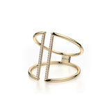 MICHAEL M Fashion Rings 14K Yellow Gold / 4 Double Band Diamond Bar Ring F288-YG4