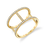 MICHAEL M Fashion Rings 14K Yellow Gold / 4 Double Bar Diamond Ring F332-YG4