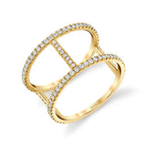 MICHAEL M Fashion Rings 14K Yellow Gold / 4 Double Bar Diamond Ring F332-YG4