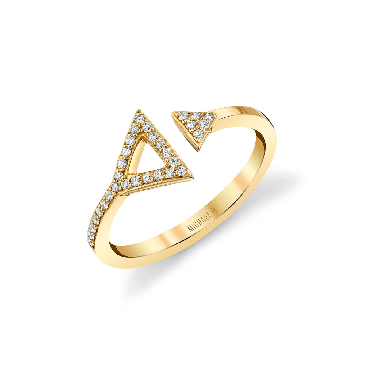 MICHAEL M Fashion Rings 14K Yellow Gold / 4 Double Diamond Triangle Ring F315-YG4