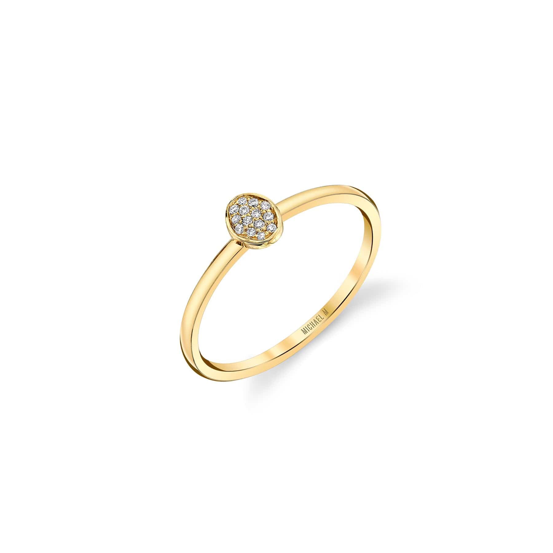 MICHAEL M Fashion Rings 14K Yellow Gold / 4 Micro Pavé Mini Oval Ring F292