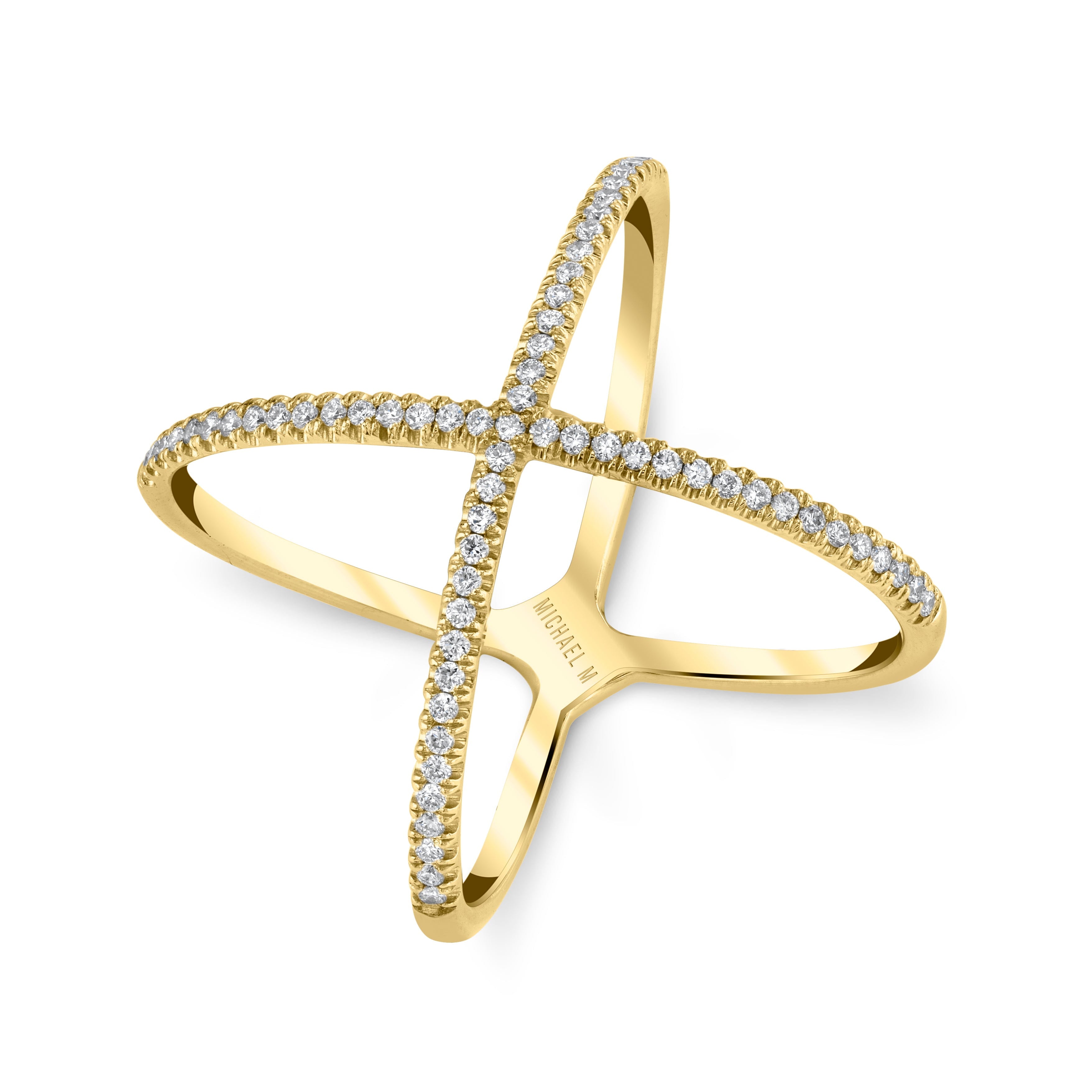 MICHAEL M Fashion Rings 14K Yellow Gold / 4 Open Criss Cross Diamond Ring F280-YG4