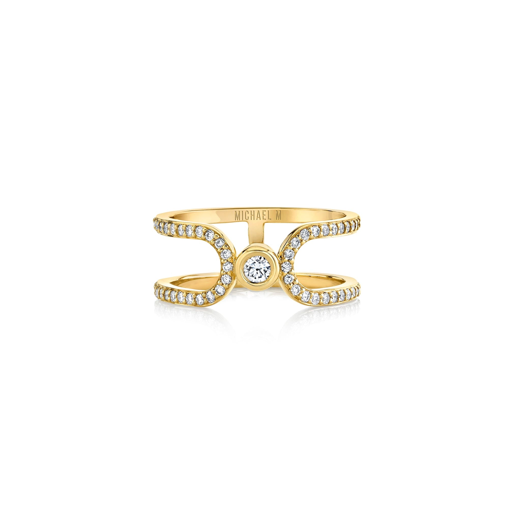 MICHAEL M Fashion Rings 14K Yellow Gold / 4 Pave Alignment Ring F359PV