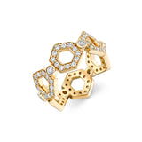 MICHAEL M Fashion Rings 14K Yellow Gold / 4 Pavé Hex Infinity Band F505