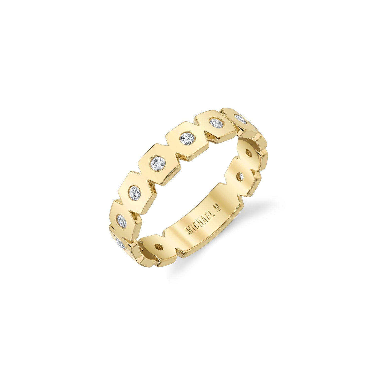 MICHAEL M Fashion Rings 14K Yellow Gold / 4 Signature Bezel Infinity Band B439