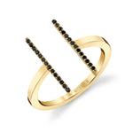 MICHAEL M Fashion Rings 14K Yellow Gold with Black Diamonds / 4 Double Bar Diamond Mix Ring F331