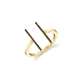 MICHAEL M Fashion Rings 14K Yellow Gold with Black Diamonds / 4 Double Bar Diamond Mix Ring F331