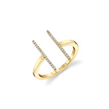 MICHAEL M Fashion Rings 14K Yellow Gold with White Diamonds / 4 Double Bar Diamond Mix Ring F331