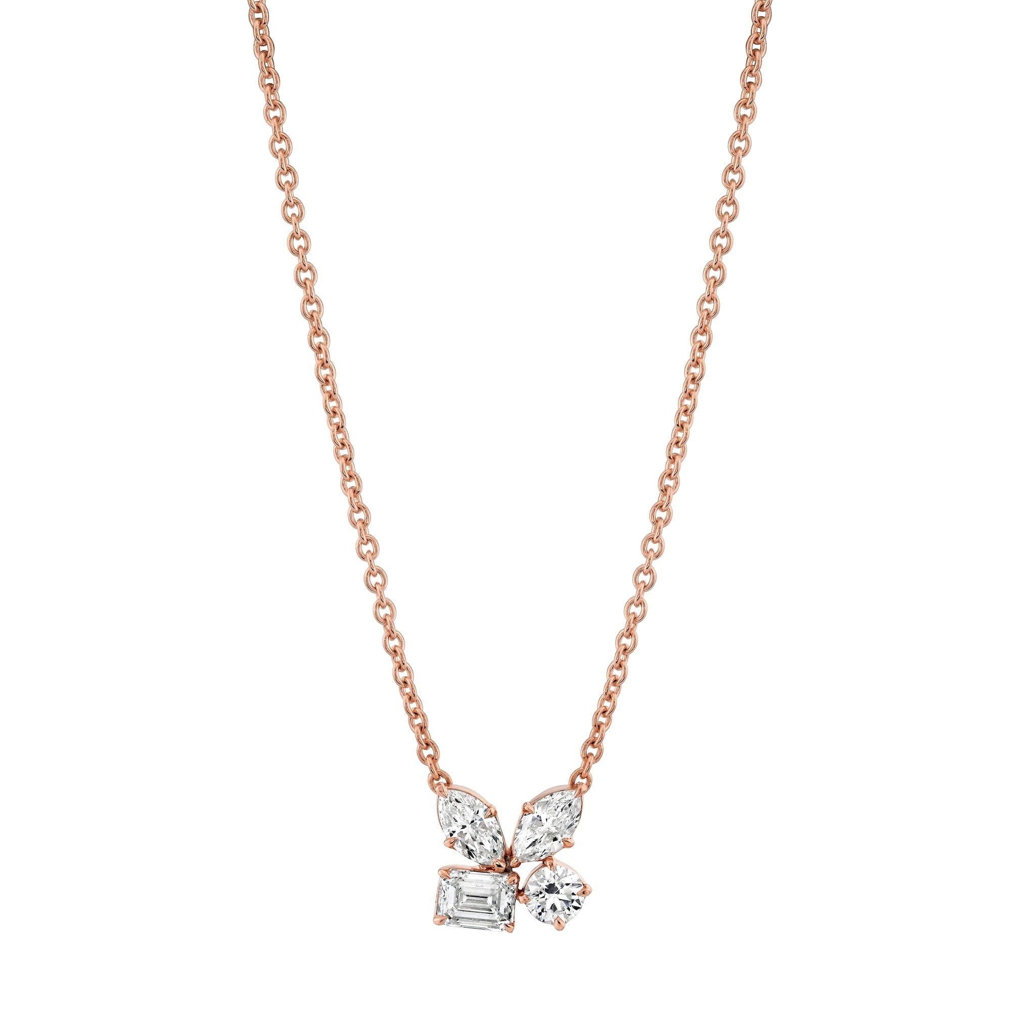MICHAEL M Fashion Rings 18K Rose Gold Montage Cluster Necklace P406