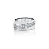 MICHAEL M Fashion Rings 18K White Gold / 4 Europa Diagonal Ring