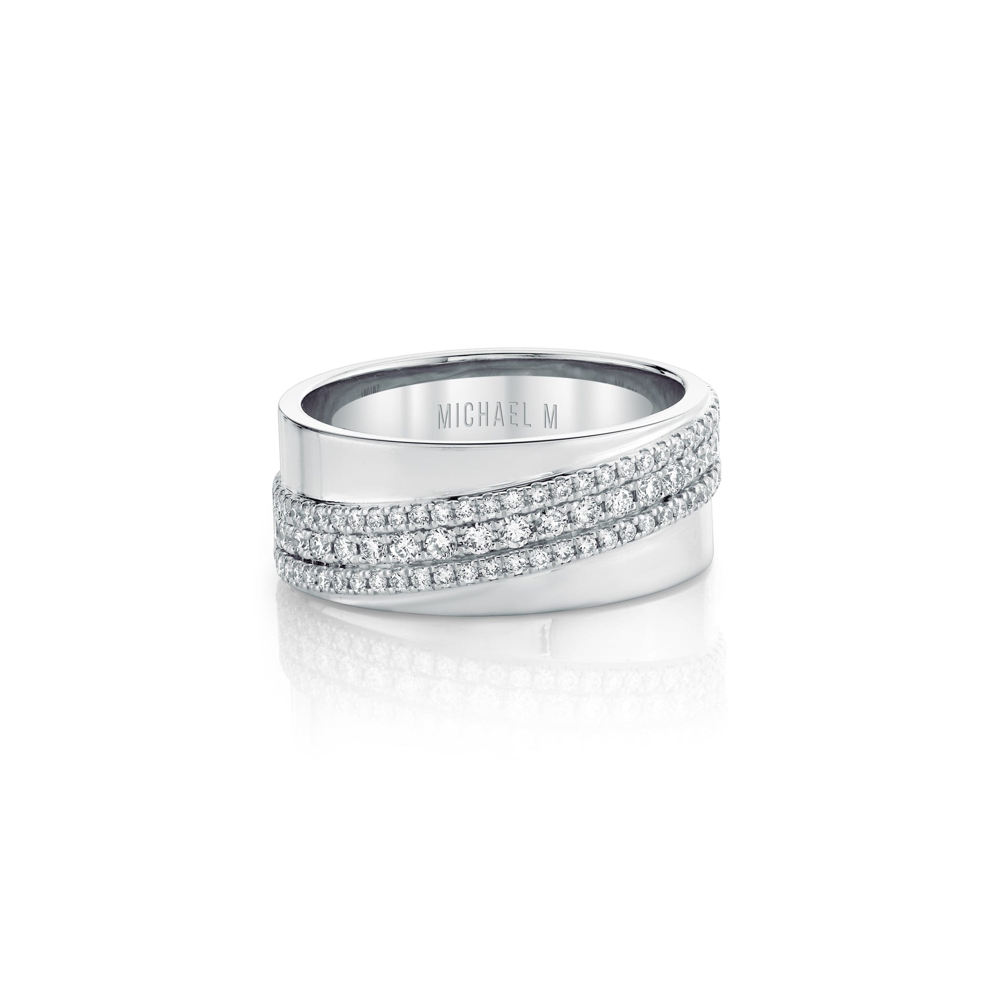 MICHAEL M Fashion Rings 18K White Gold / 4 Europa Diagonal Ring F417