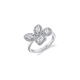 MICHAEL M Fashion Rings 18K White Gold / 4 Montage Cluster Halo Ring