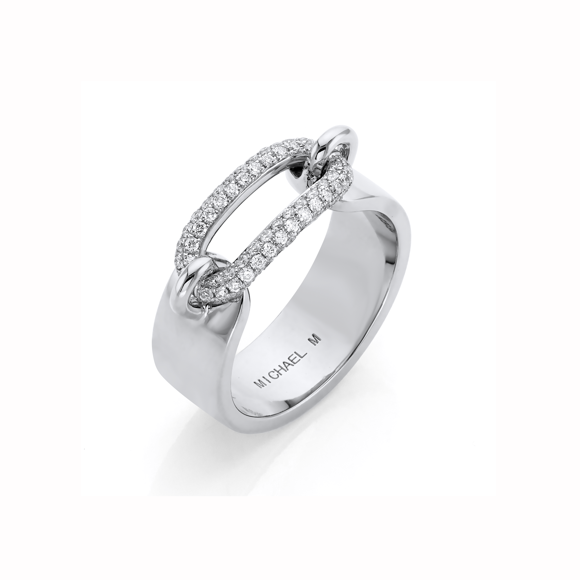 MICHAEL M Fashion Rings 18K White Gold / 4 Two Tone Luxe Link Pavé Ring F360PV