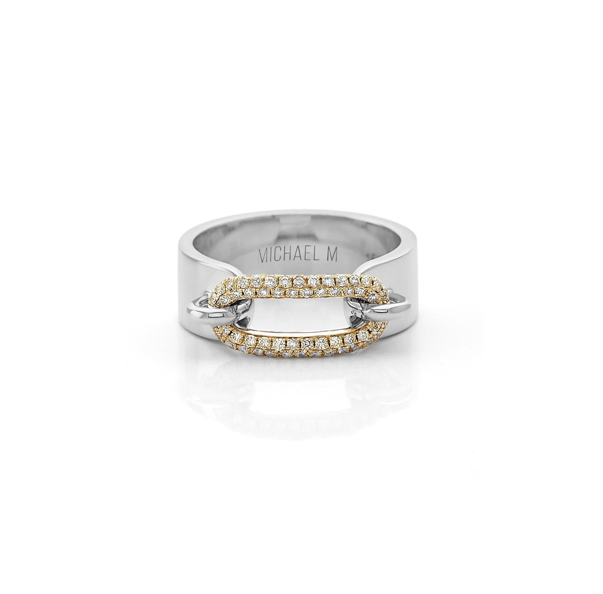 MICHAEL M Fashion Rings 18K White Gold / 4 Two Tone Luxe Link Pavé Ring F360PV