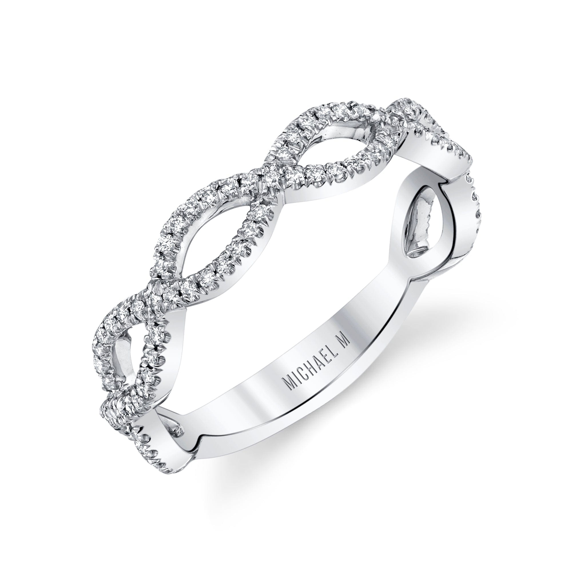 MICHAEL M Fashion Rings 18K White Gold Braided Diamond Band B317-WG4
