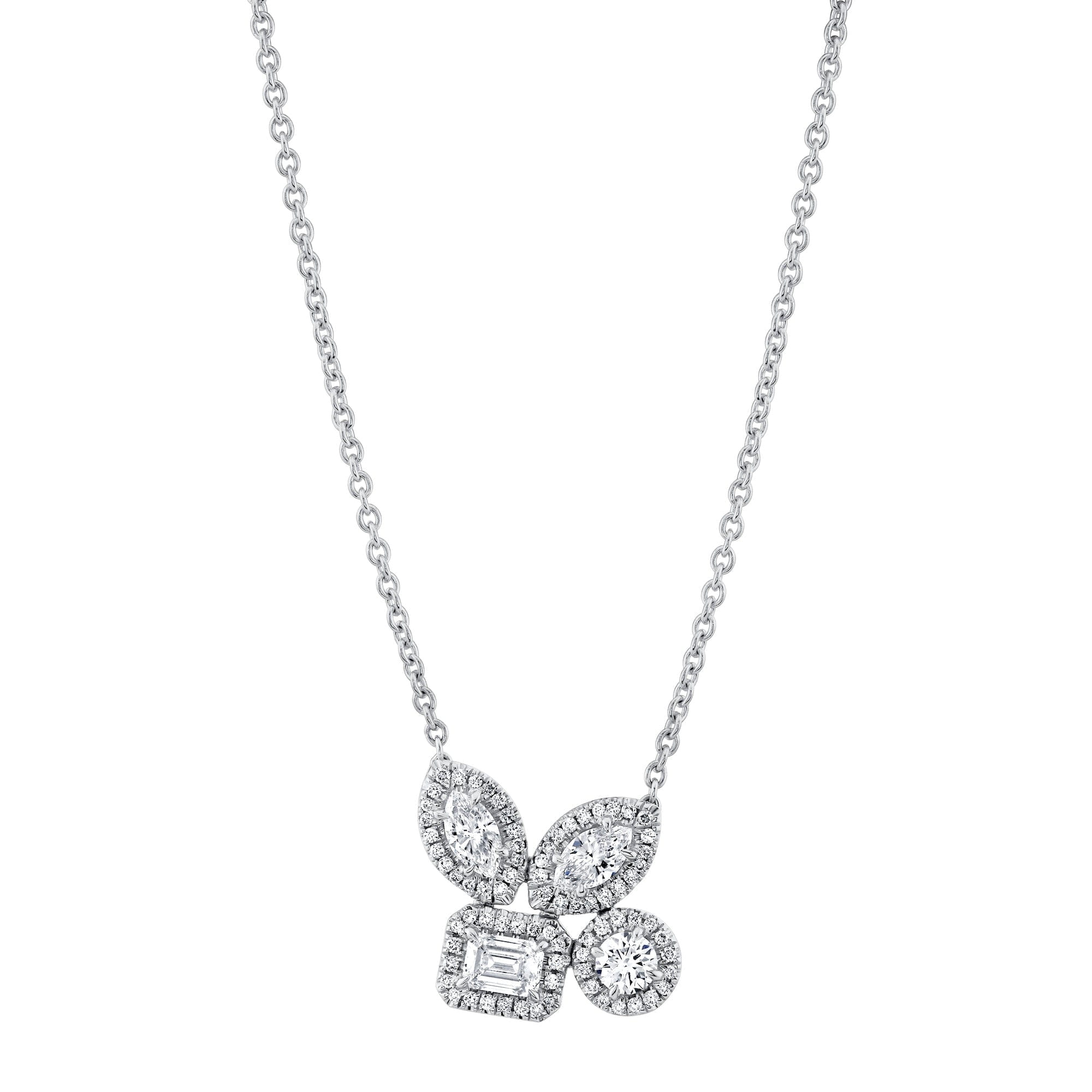 MICHAEL M Fashion Rings 18K White Gold Montage Cluster Halo Necklace P407