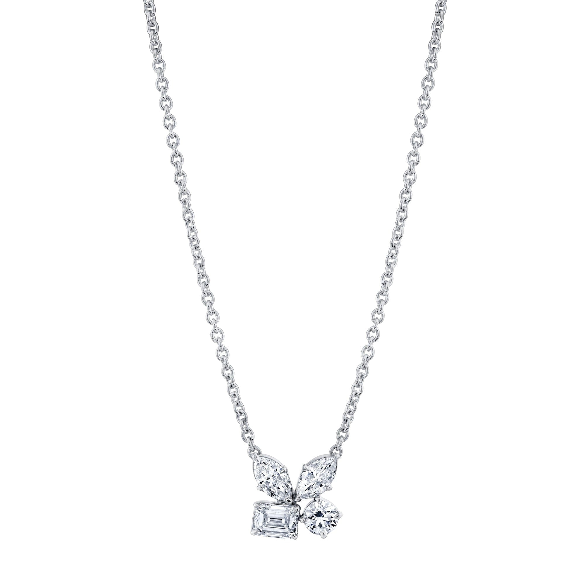 MICHAEL M Fashion Rings 18K White Gold Montage Cluster Necklace P406