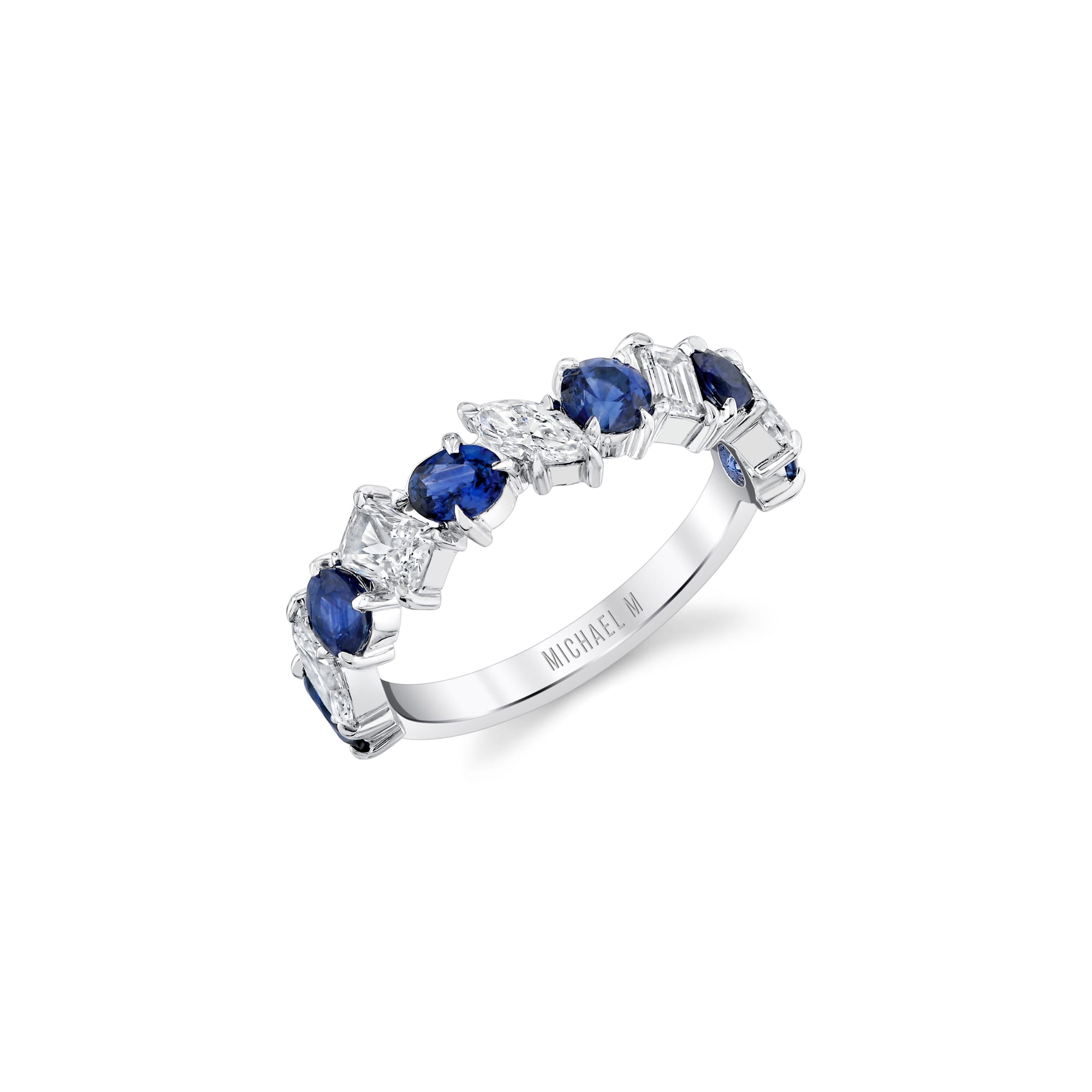 MICHAEL M Fashion Rings 18K White Gold Montage Color Sapphire Mixed-Cut Ring F554