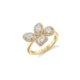 MICHAEL M Fashion Rings 18K Yellow Gold / 4 Montage Cluster Halo Ring