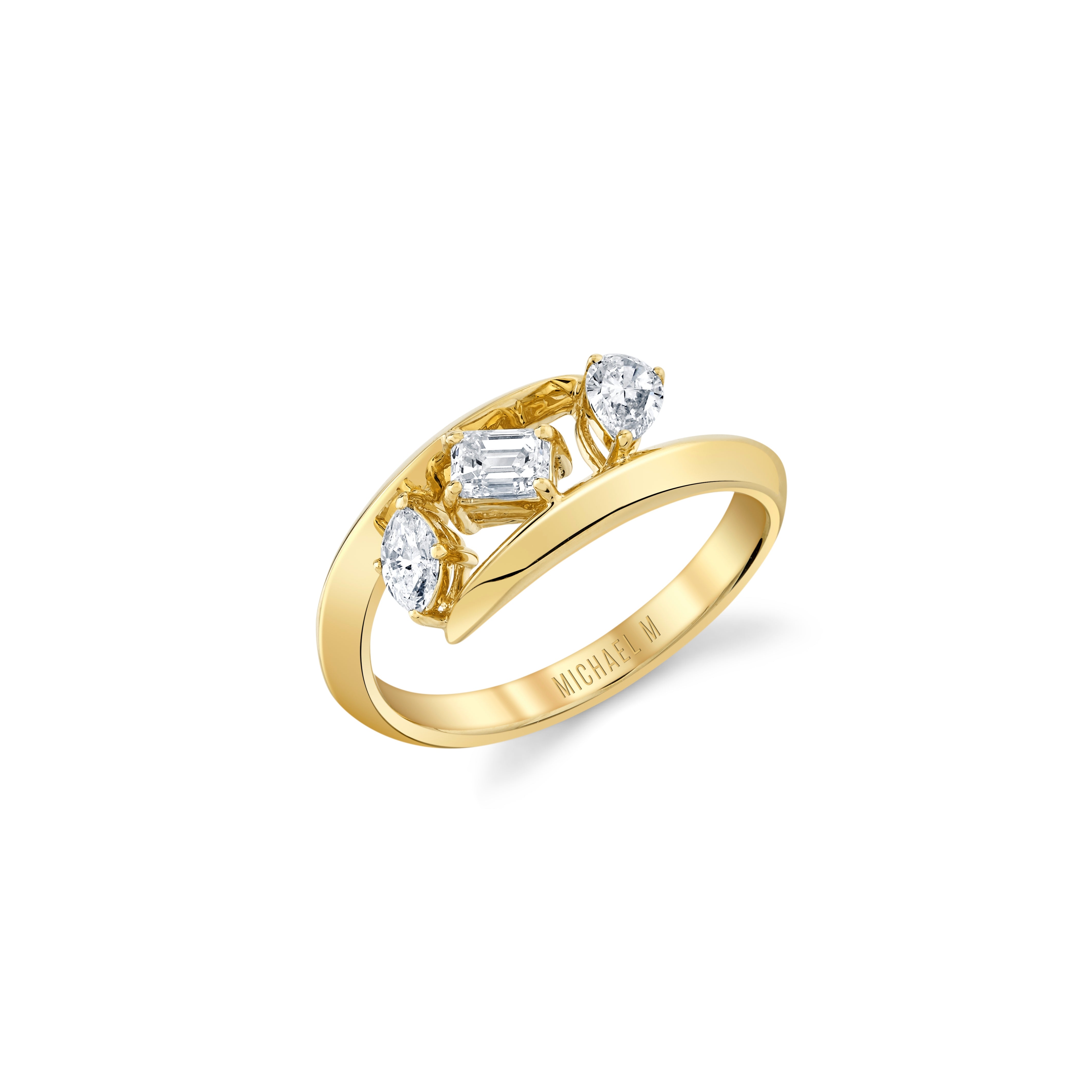 MICHAEL M Fashion Rings 18K Yellow Gold / 4 Montage Knife Edge Bypass Ring F410