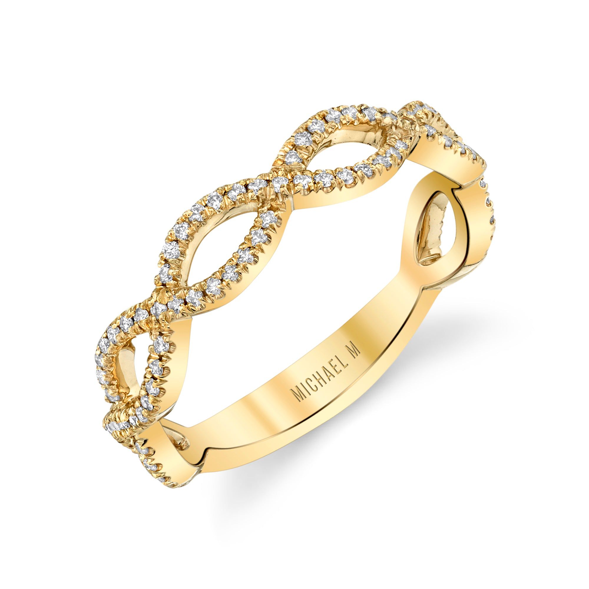 MICHAEL M Fashion Rings 18K Yellow Gold Braided Diamond Band B317-WG4-YG4