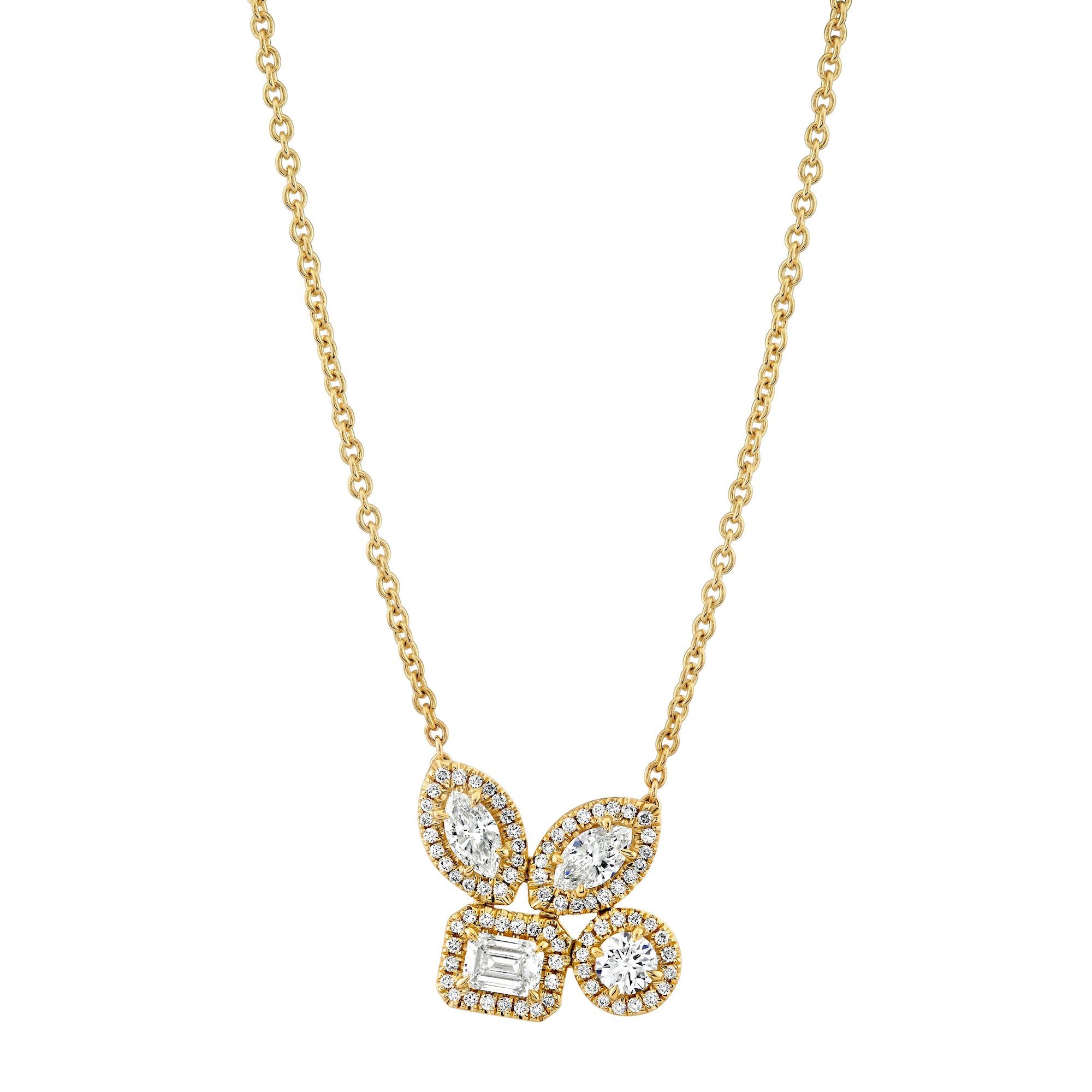 MICHAEL M Fashion Rings 18K Yellow Gold Montage Cluster Halo Necklace P407