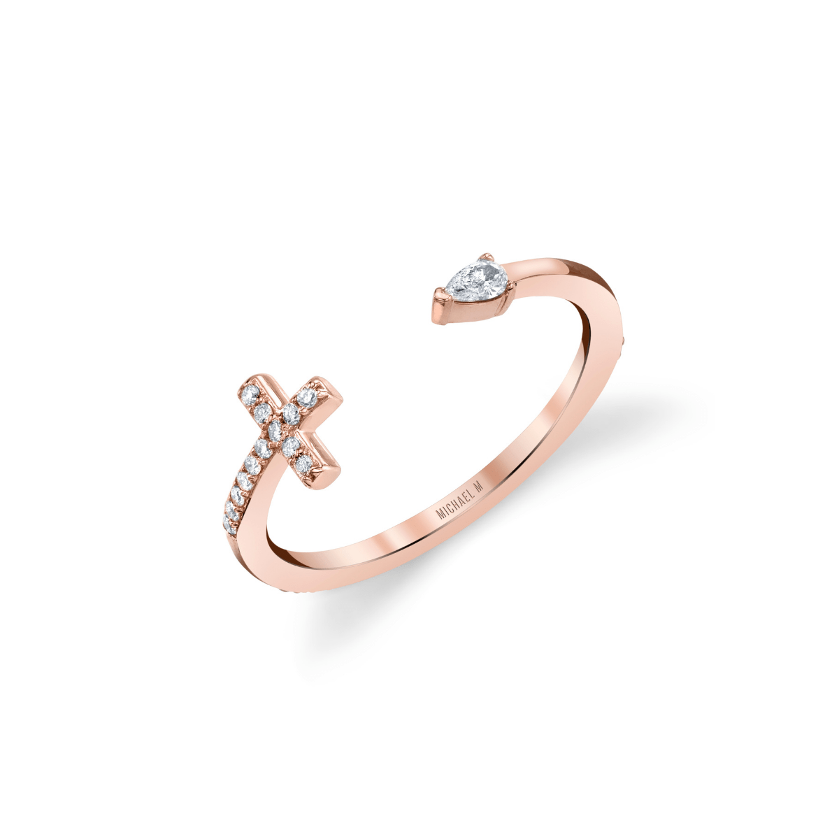 MICHAEL M Fashion Rings Cross and Teardrop Diamond Ring