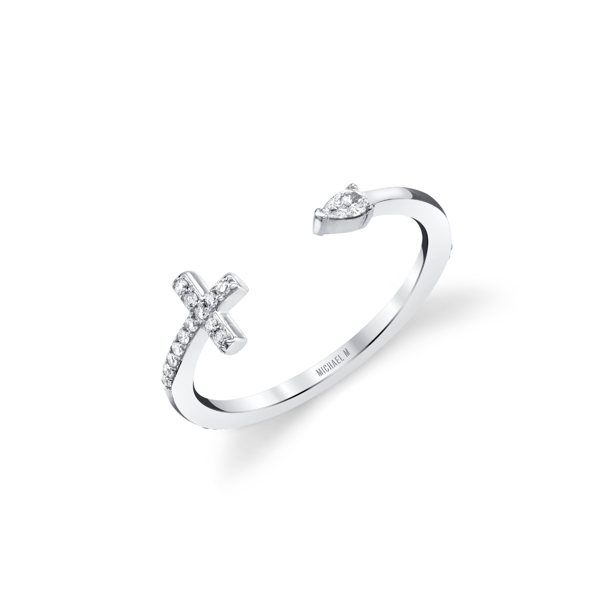 MICHAEL M Fashion Rings Cross and Teardrop Diamond Ring