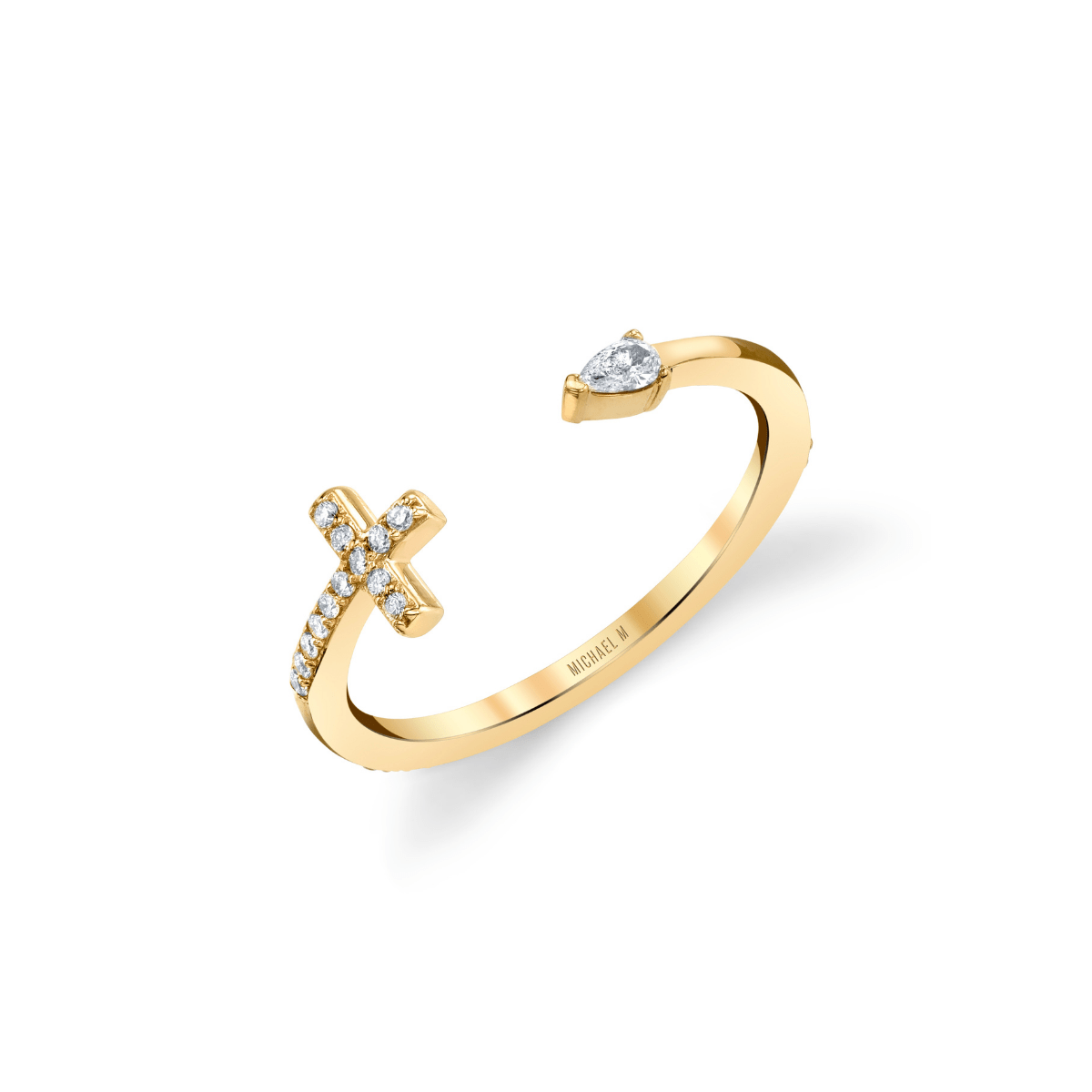 MICHAEL M Fashion Rings Cross and Teardrop Diamond Ring