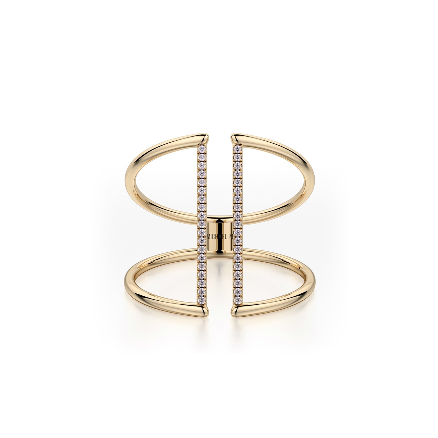 MICHAEL M Fashion Rings Double Band Diamond Bar Ring