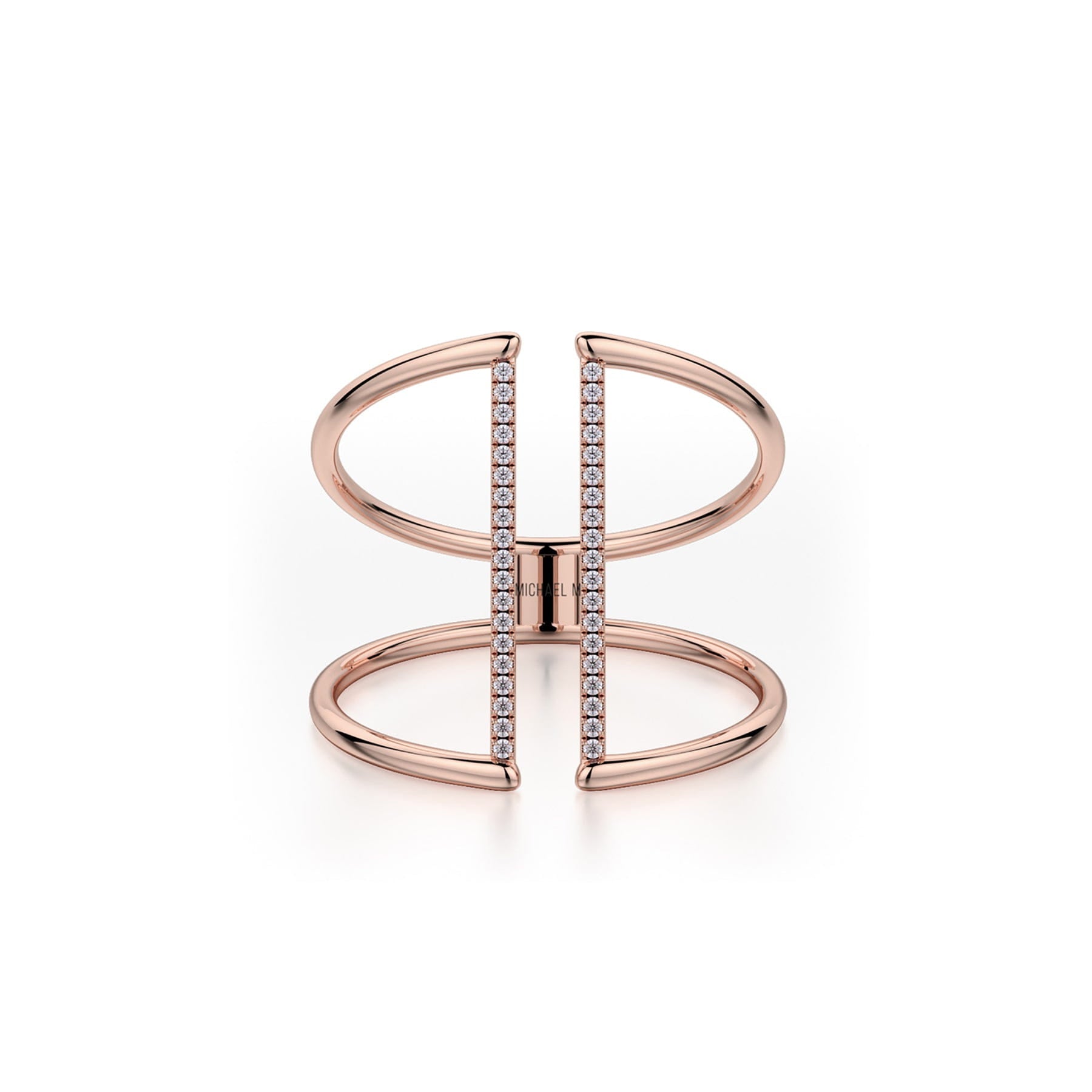 MICHAEL M Fashion Rings Double Band Diamond Bar Ring