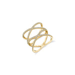 MICHAEL M Fashion Rings Double Diamond Criss Cross Ring