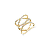 MICHAEL M Fashion Rings Double Diamond Criss Cross Ring