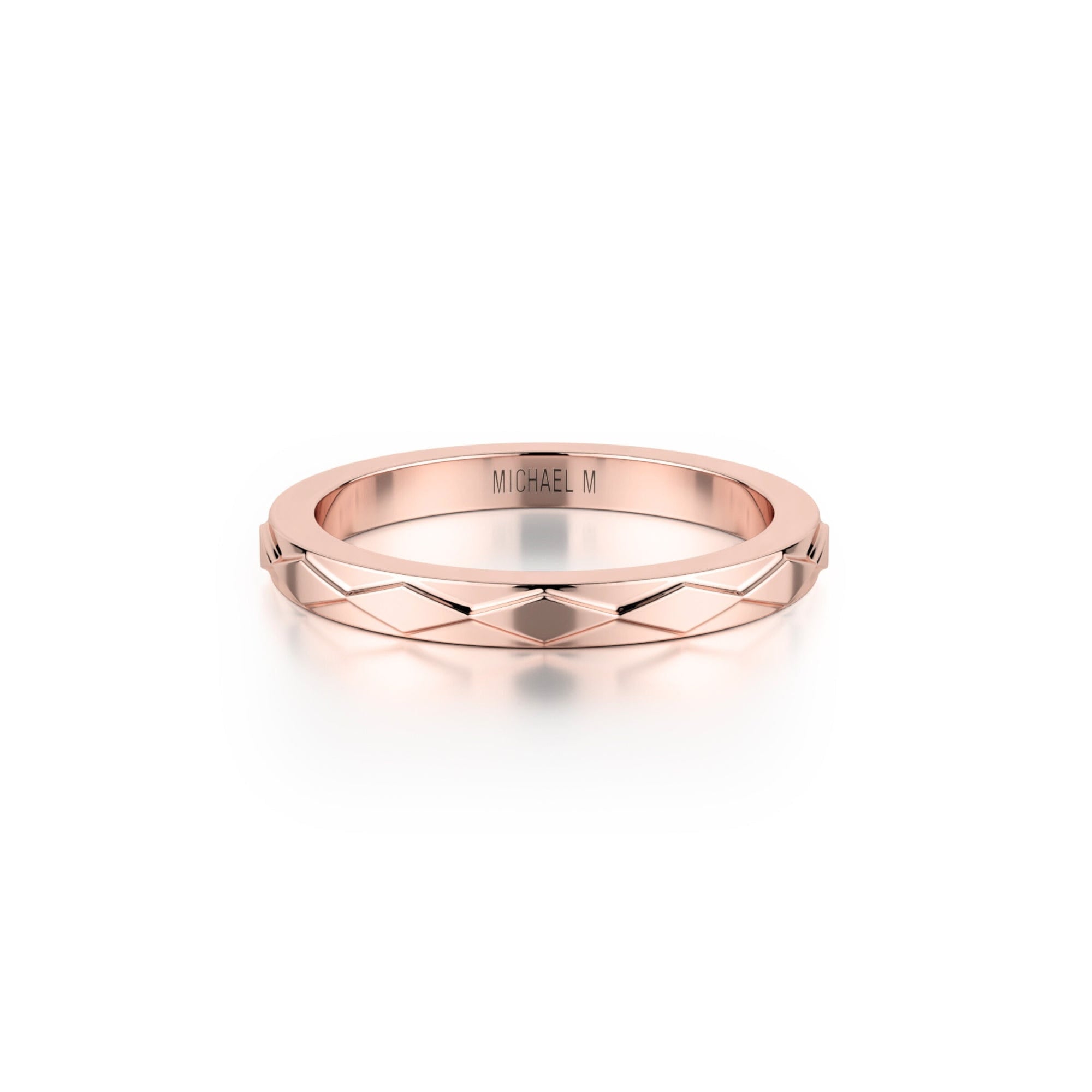 MICHAEL M Fashion Rings Embossed Precious Metal Band