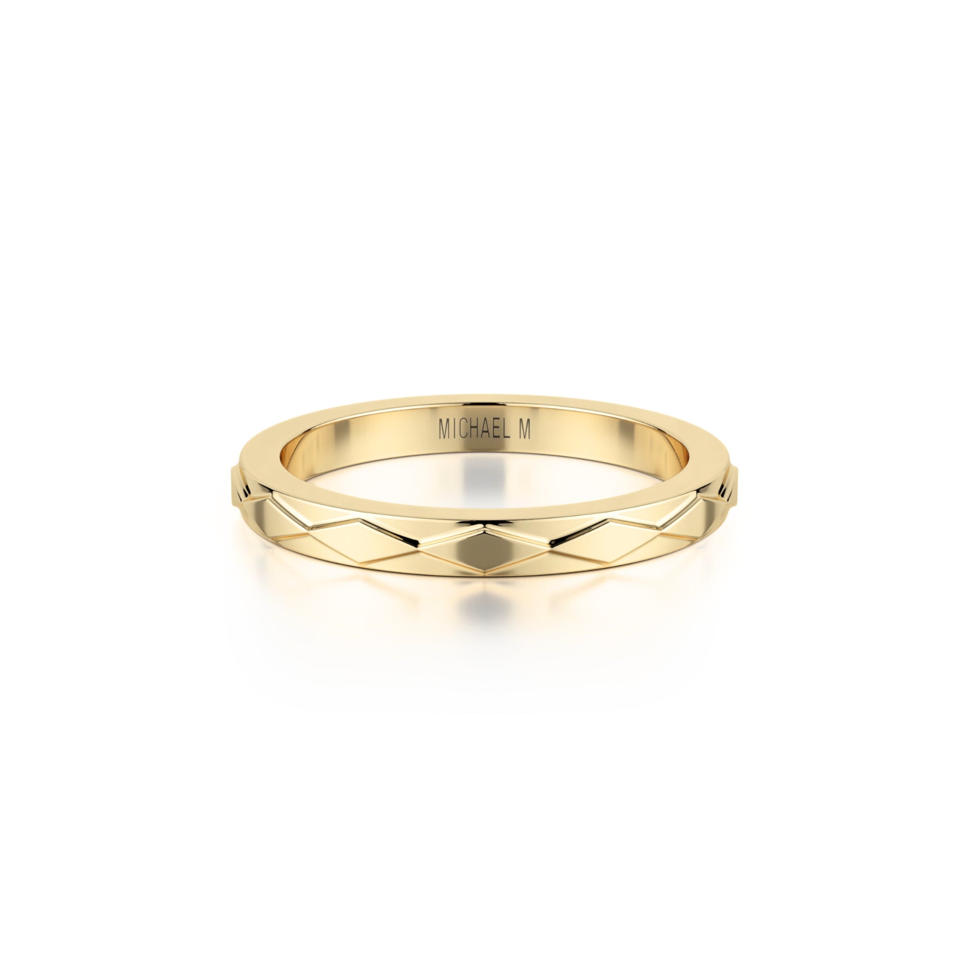 MICHAEL M Fashion Rings Embossed Precious Metal Band