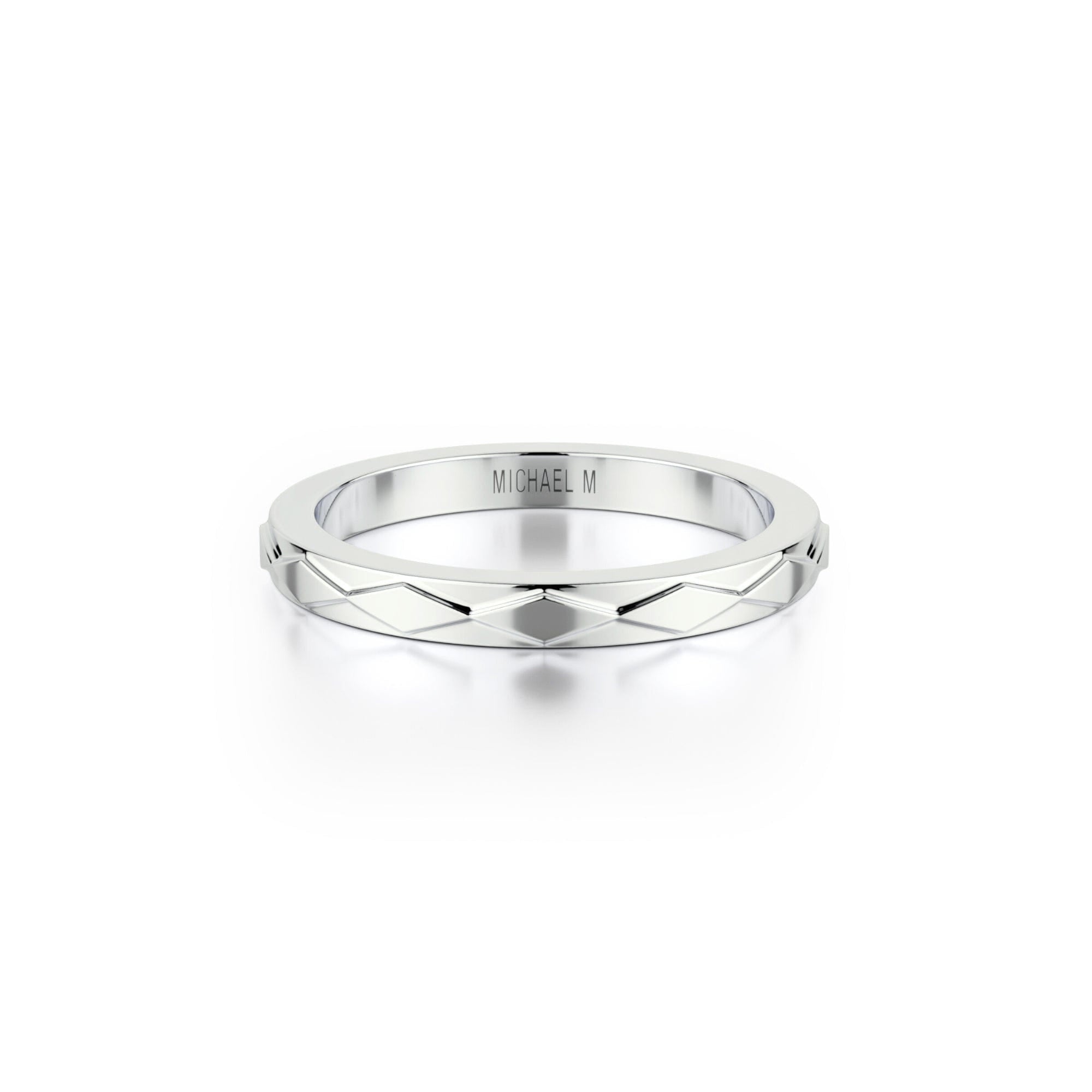 MICHAEL M Fashion Rings Embossed Precious Metal Band