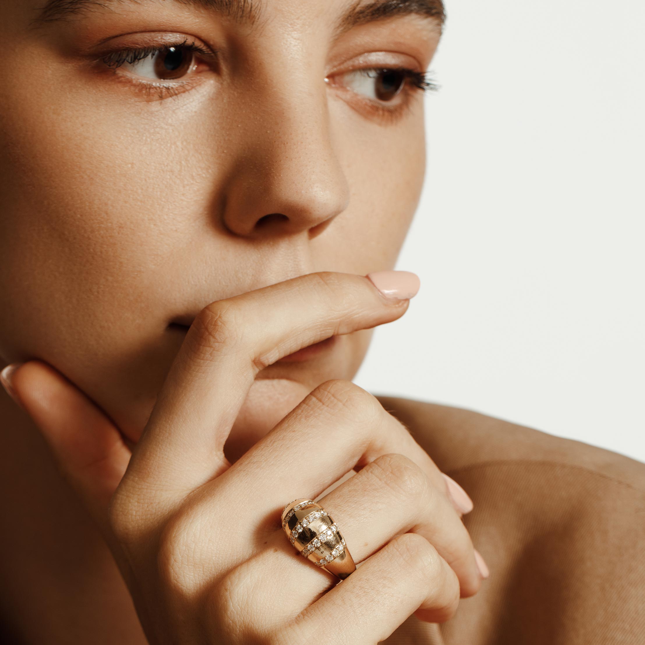 MICHAEL M Fashion Rings Orb Stripe Signet Ring