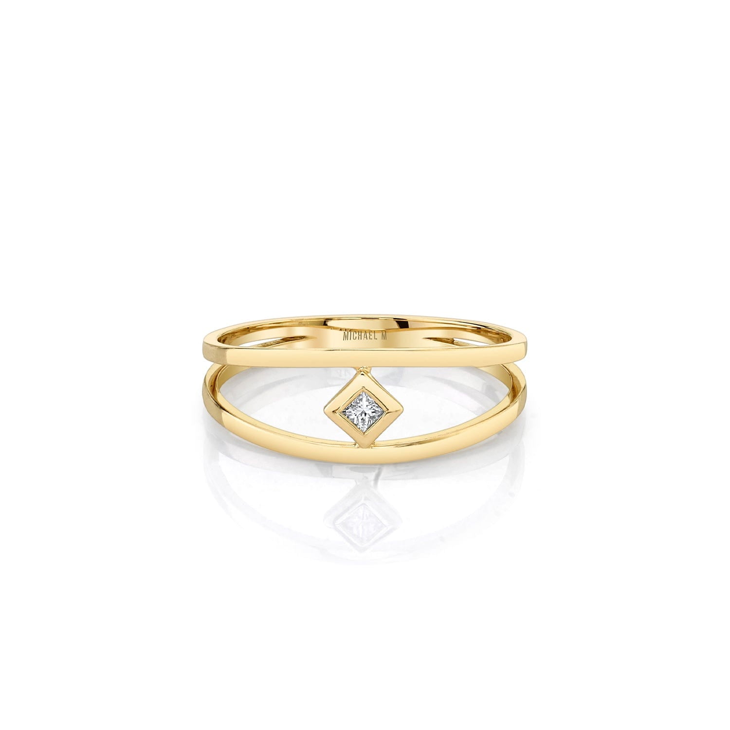 MICHAEL M Fashion Rings Princess Bezel Double Shank Ring
