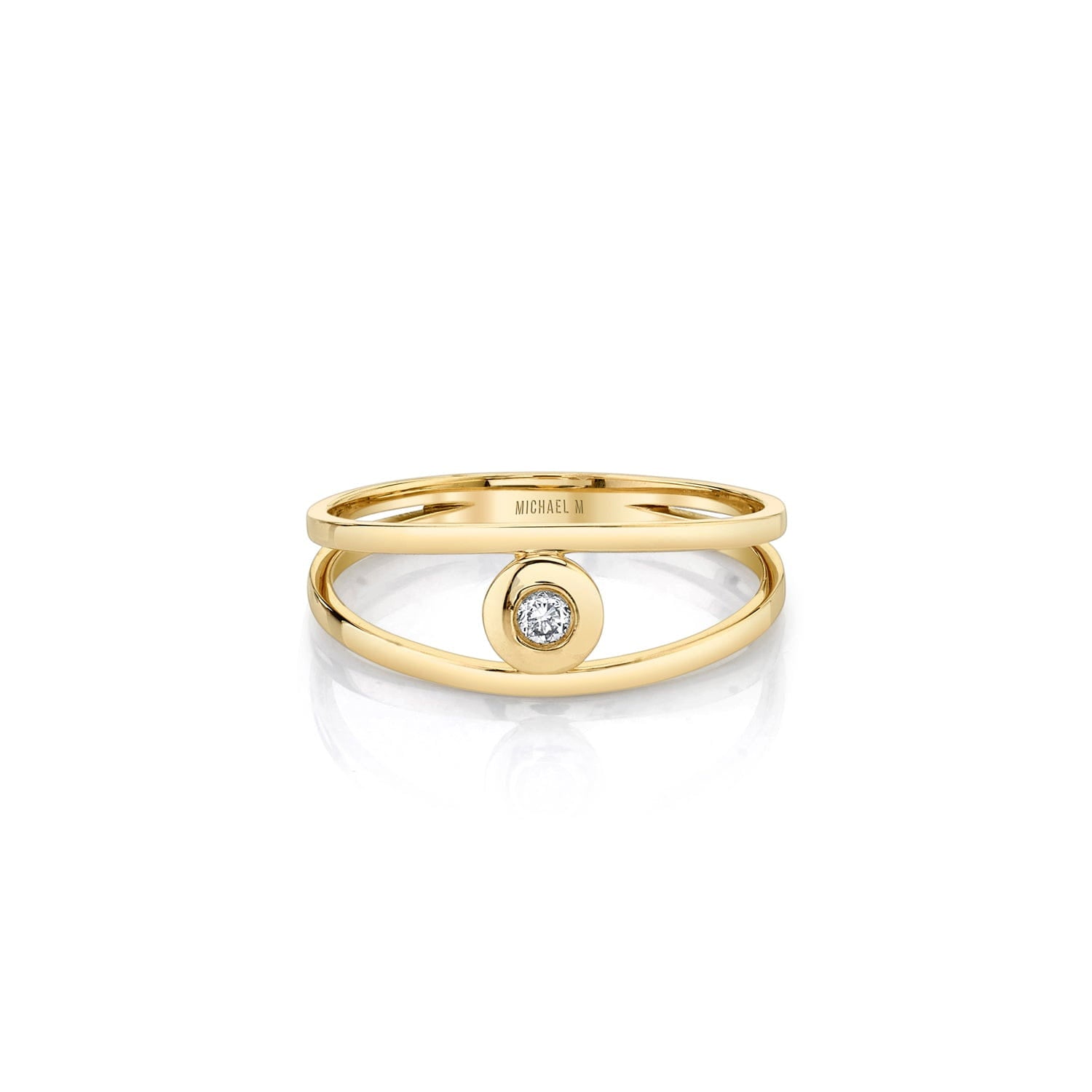 MICHAEL M Fashion Rings Round Bezel Double Shank Ring