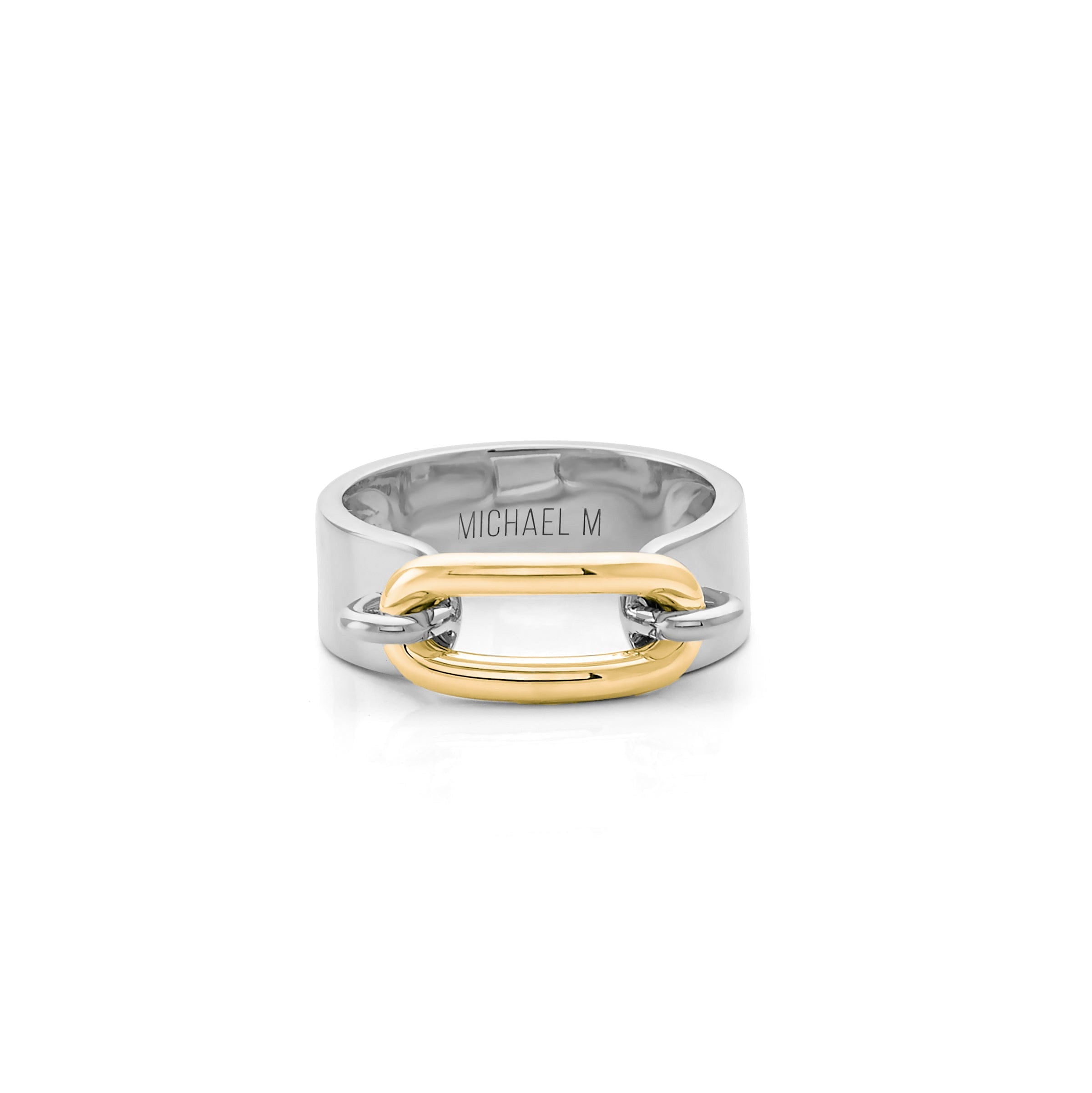 MICHAEL M Fashion Rings Two Tone Luxe Link Ring in Gold & Silver