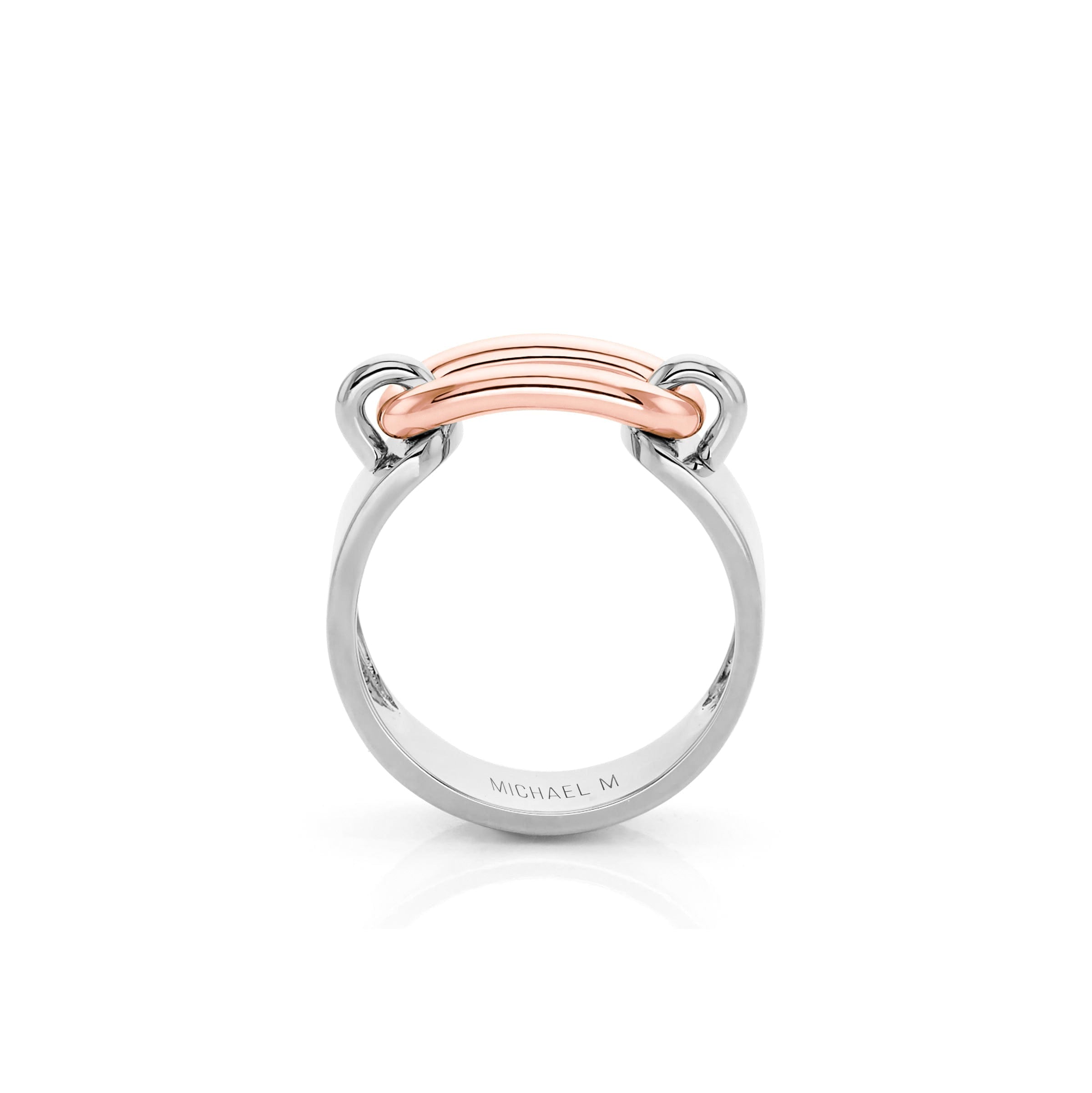 MICHAEL M Fashion Rings Two Tone Luxe Link Ring in Gold & Silver