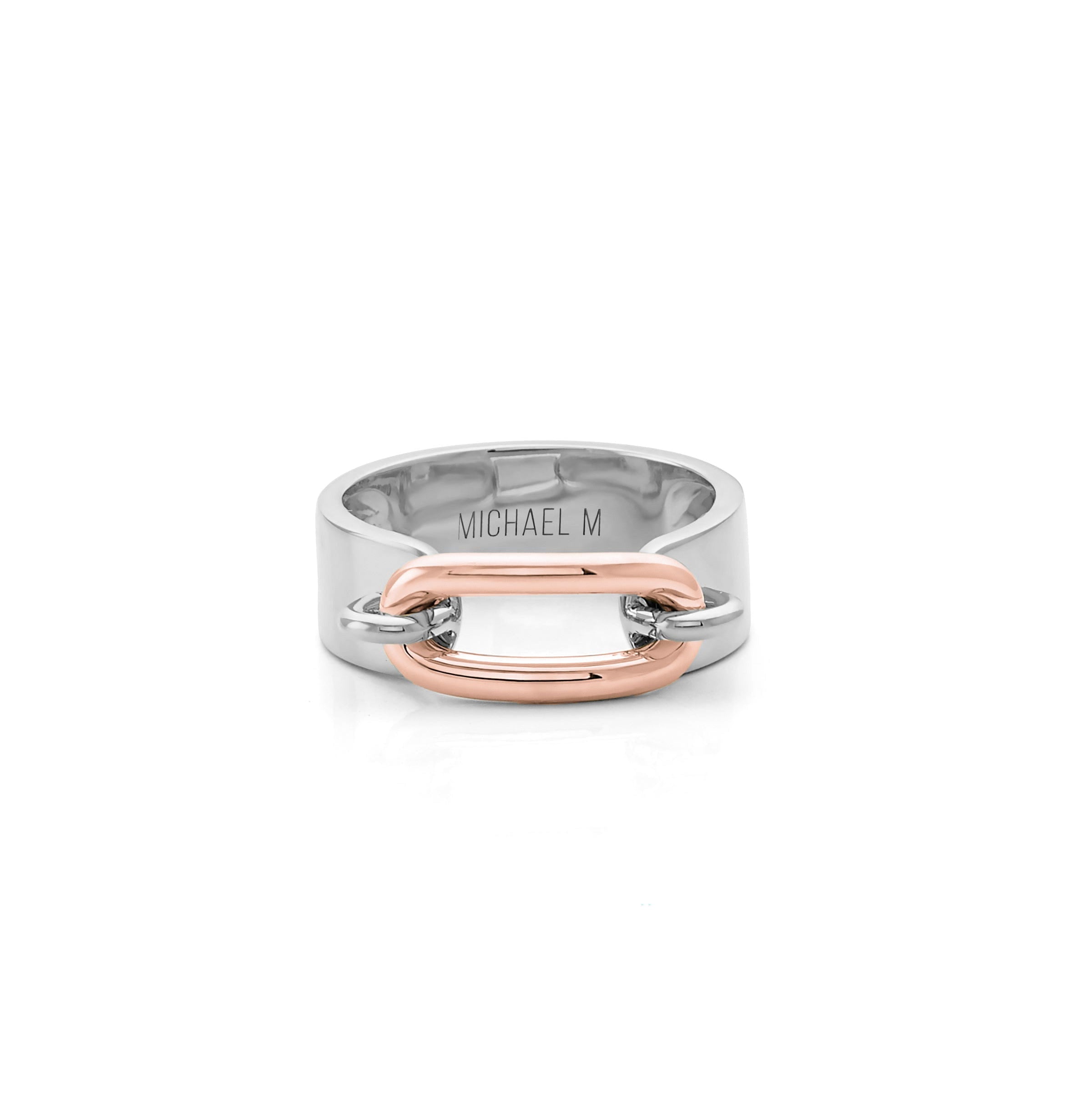 MICHAEL M Fashion Rings Two Tone Luxe Link Ring in Gold & Silver
