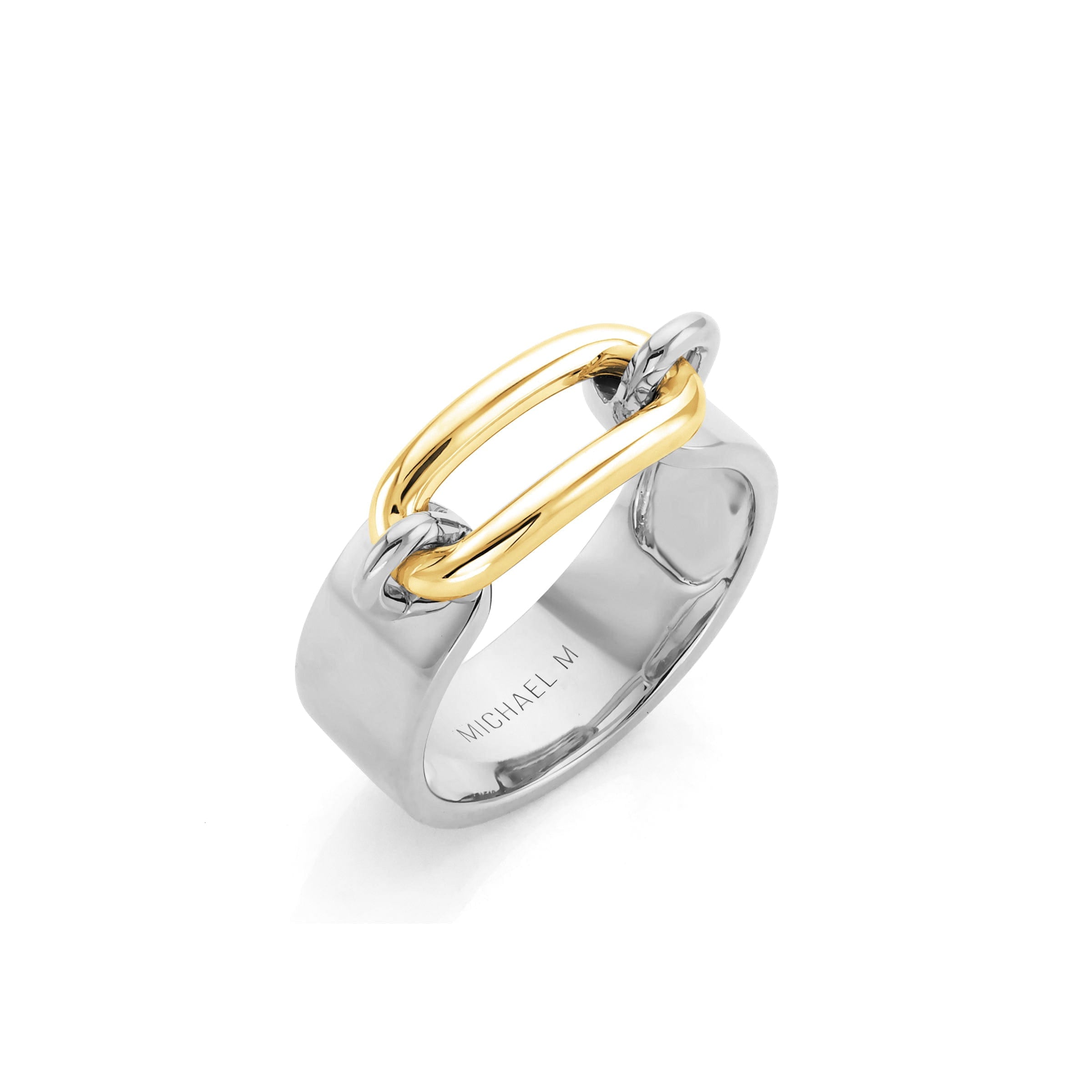 MICHAEL M Fashion Rings Two Tone Luxe Link Ring in Gold & Silver