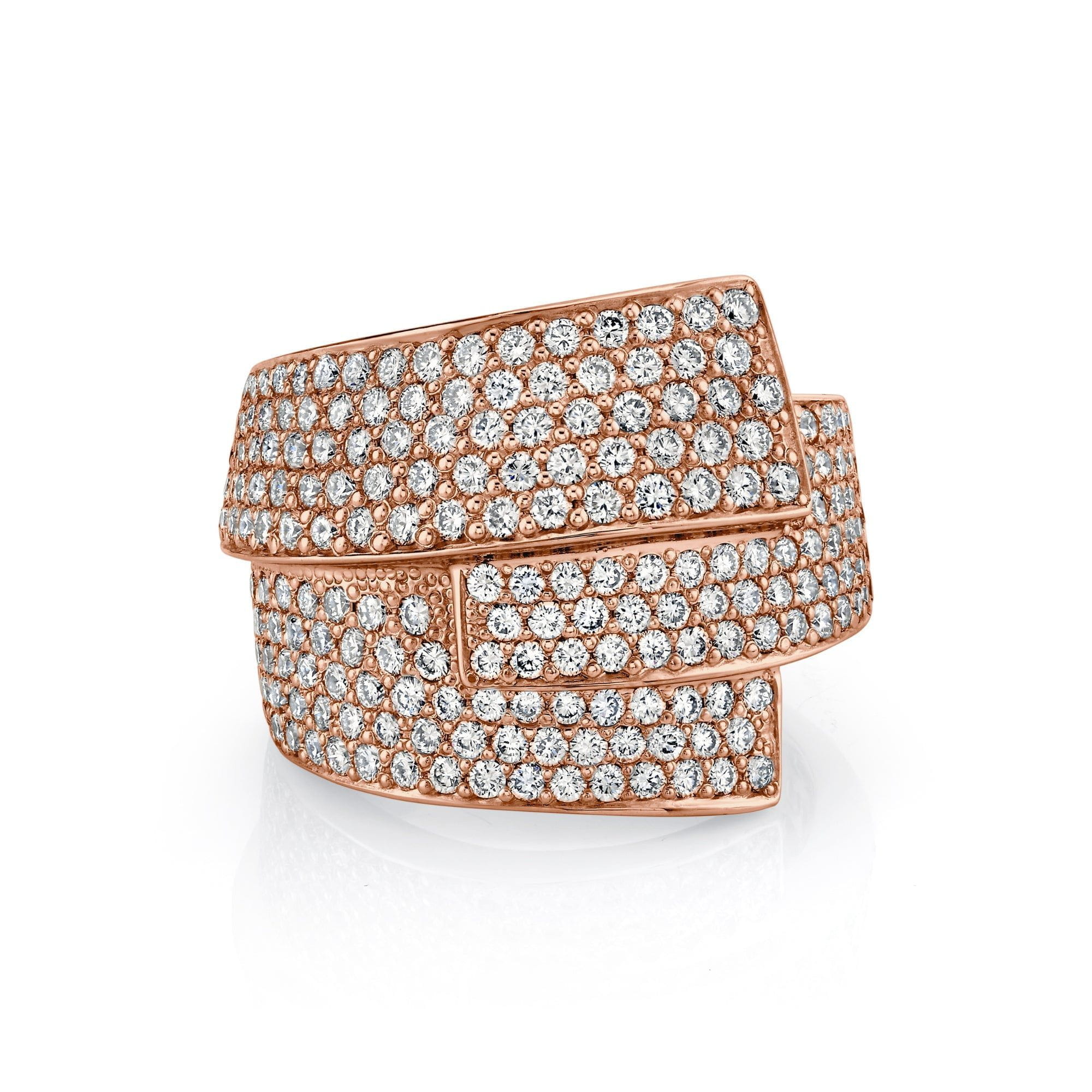 MICHAEL M High Jewelry 18K Rose Gold / 4 Europa Interlock Pavé Band MR174