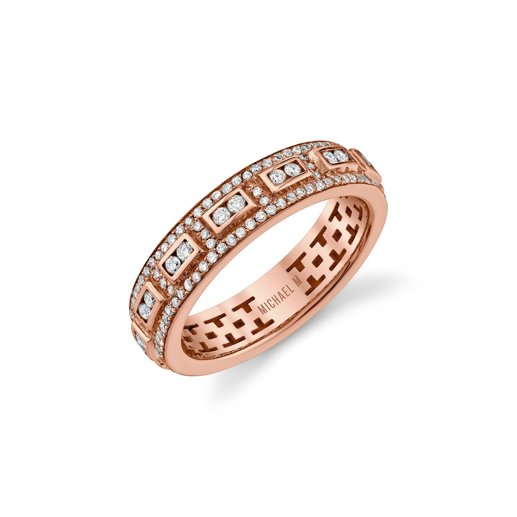 MICHAEL M High Jewelry 18K Rose Gold / 6.5 Europa Geo Pavé Band B111