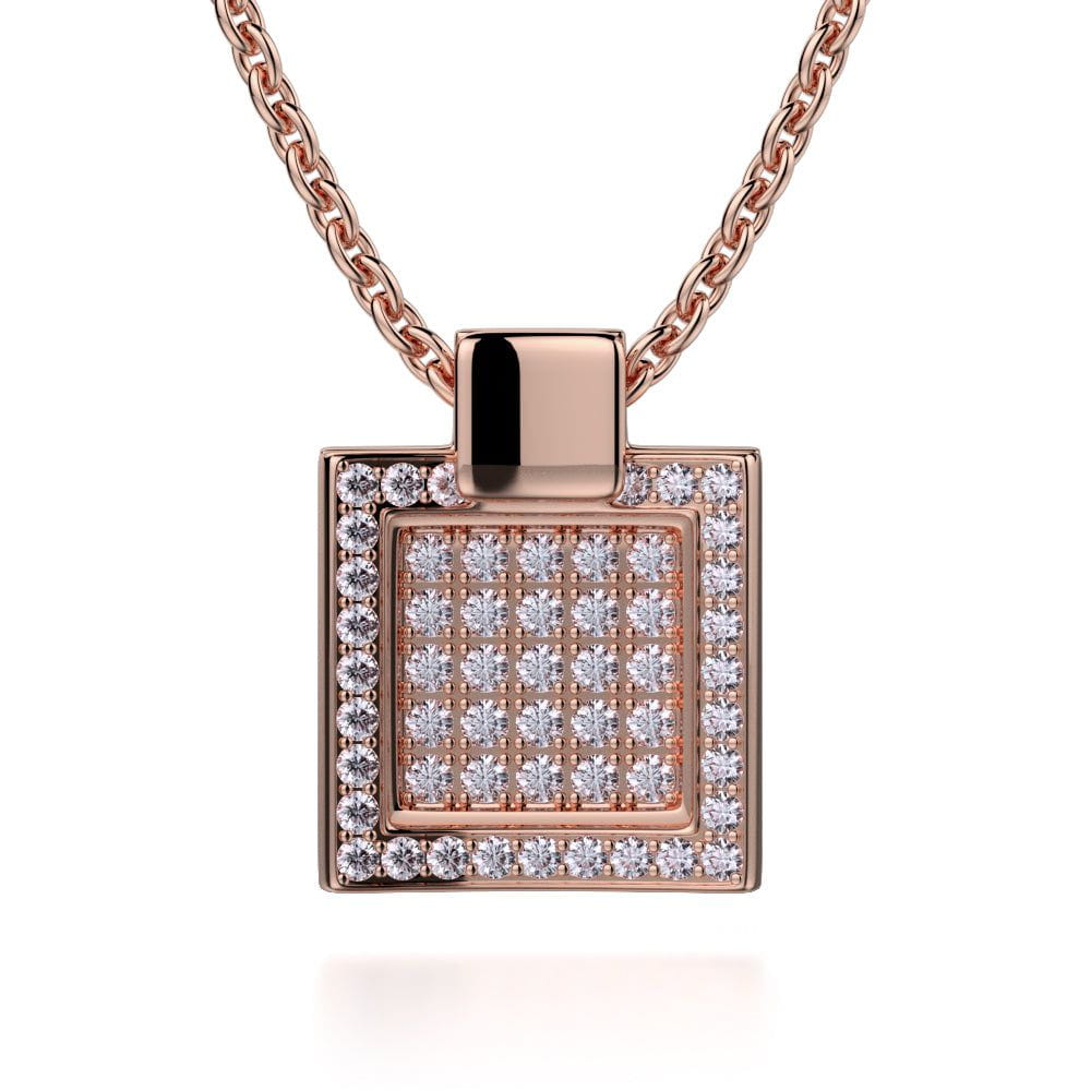 MICHAEL M High Jewelry 18K Rose Gold Diamond Filled Square Pendant Necklace MH110S-RG